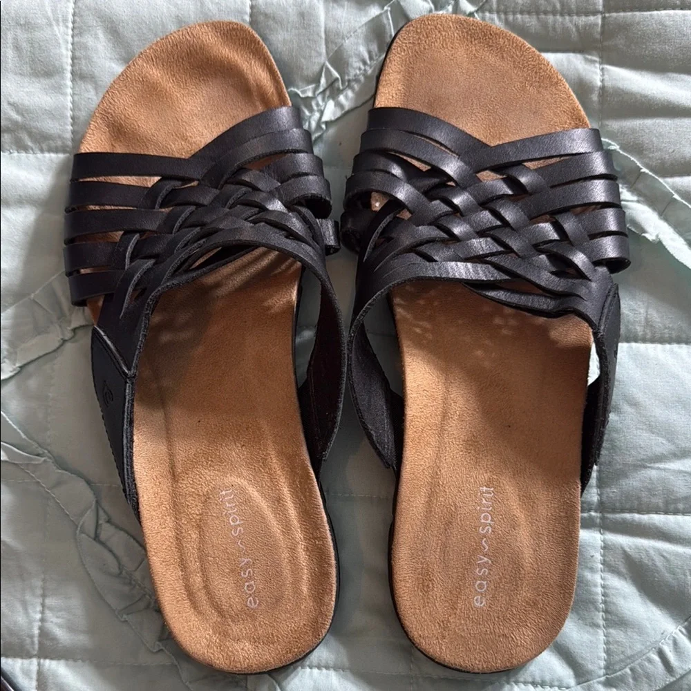 Easy Spirit Meadow Black Sandals with Woven Design Size 8.5M